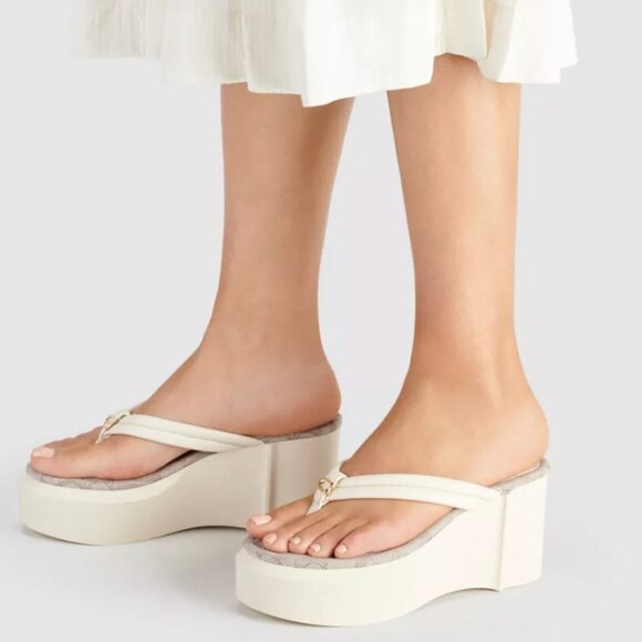 Coach Women's Cream Platform Sandals - Picture 1 of 7